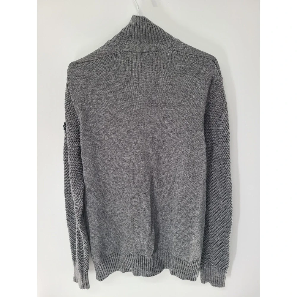 Academia Ben Sherman‎ Men Fishermen Cardigan Sweater XL Gray Wool Blend Preppy